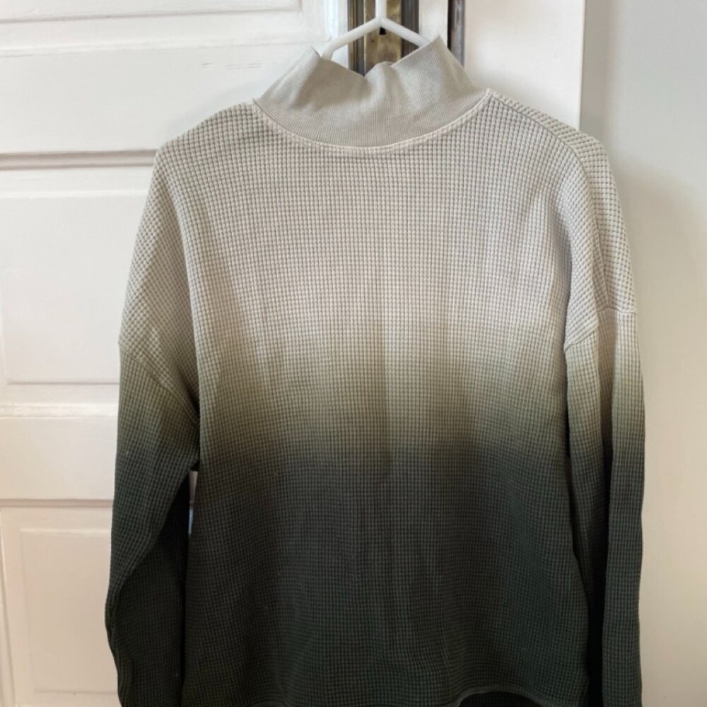 Back Beat Co. dip-dye thermal shirt w/ mock neck - Size S
